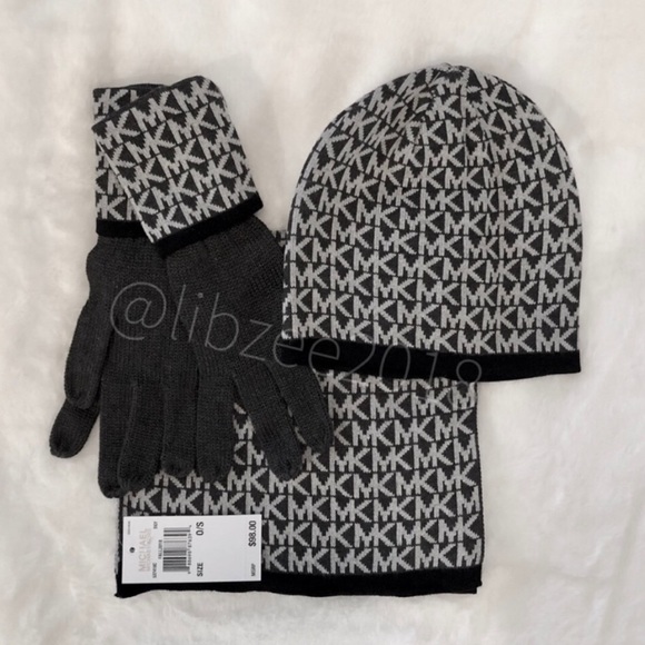🎁Michael Kors Set •Hat Scarf Gloves• Brand New - Picture 3 of 6